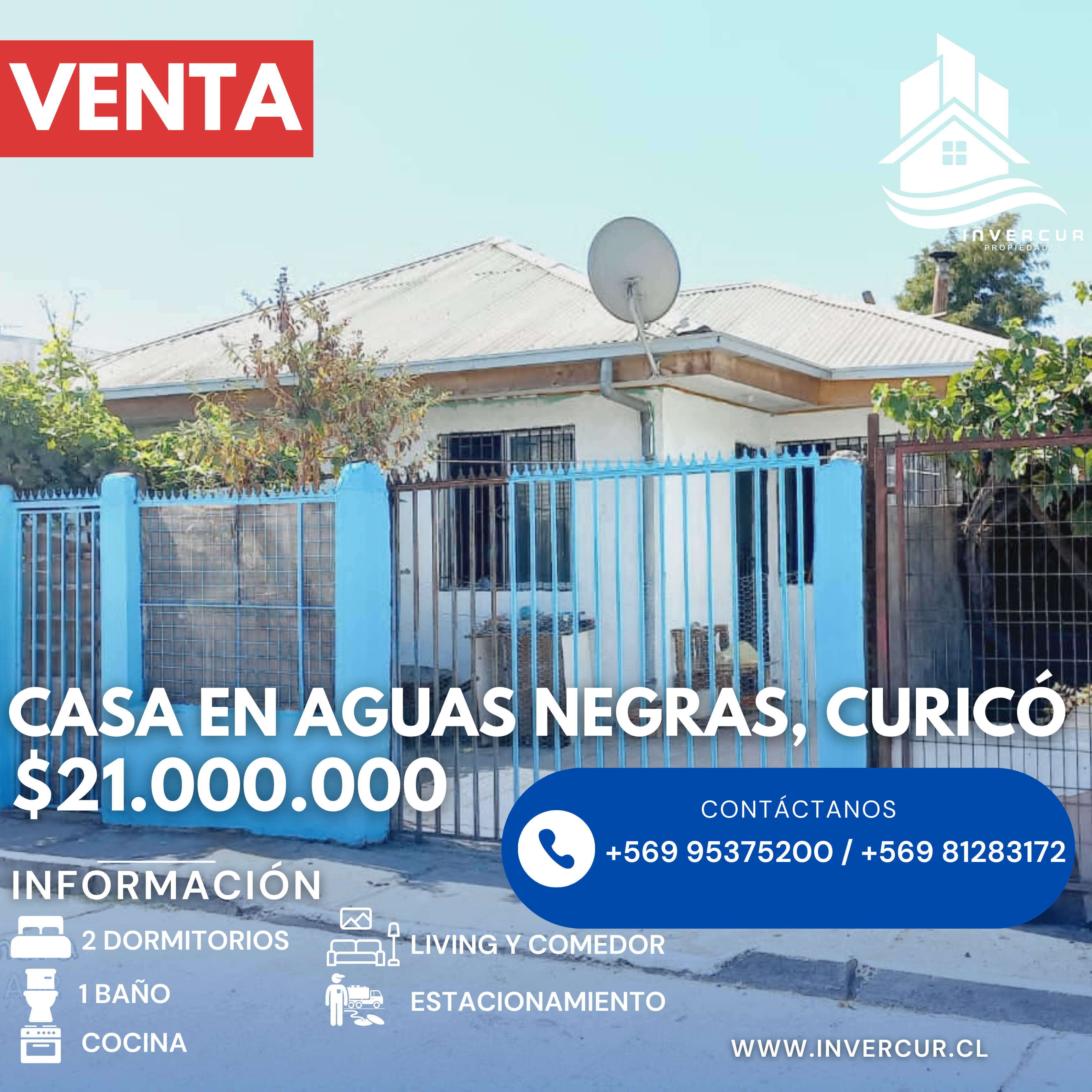 Venta de casa, en aguas negra CuricÃ³ 